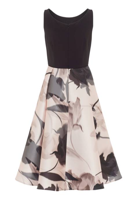 SWING Cocktail Kleid aus bedrucktem Twill
