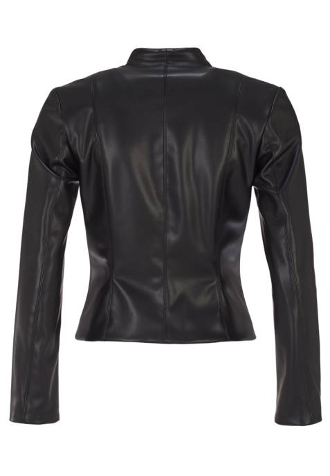 SWING Kragenloser Blazer In Leder Optik