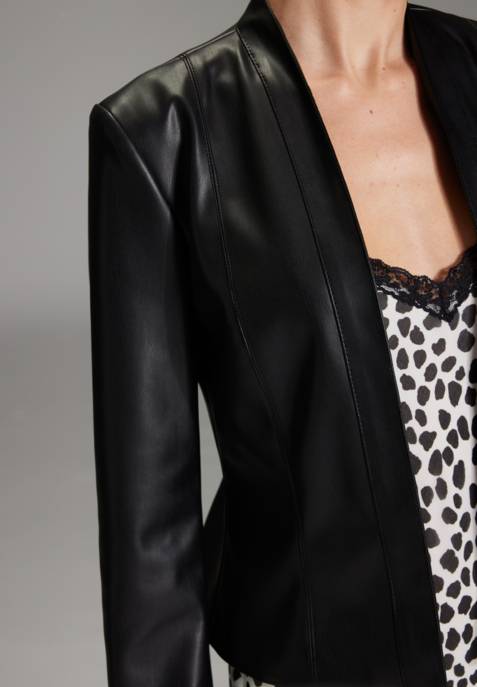 SWING Kragenloser Blazer In Leder Optik