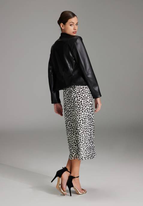 SWING Kragenloser Blazer In Leder Optik