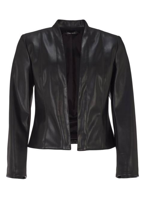 SWING Kragenloser Blazer in Leder Optik