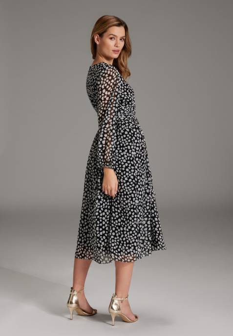 SWING Midi Kleid Aus Bedrucktem Tupfen Ch