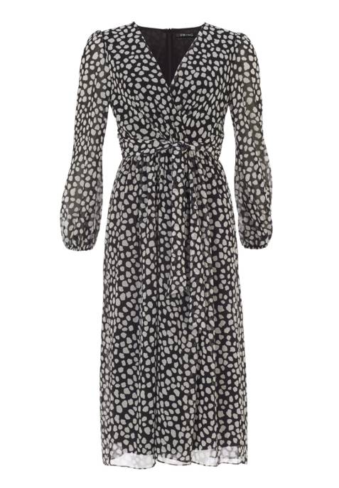SWING Midi Kleid aus bedrucktem Tupfen Ch