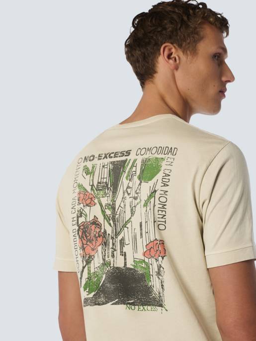 No Excess T-Shirt Crewneck Placed Prints Garment Dyed Slub