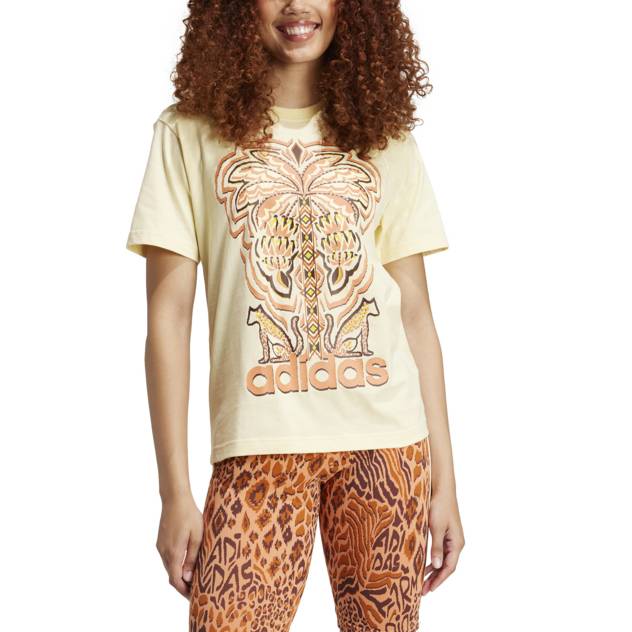 Adidas Performance T-Shirt: "FARM GFX TEE" - Ideales Shirt Für Modebewusste Frauen. Lockere Passform, Grafischer Print, Rundhalsausschnitt, Kurzarm