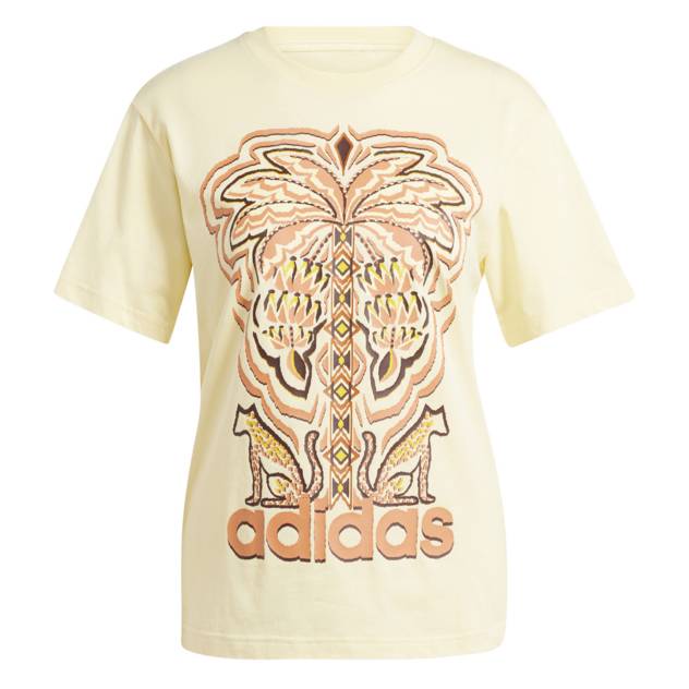 Adidas Performance T-Shirt: "FARM GFX TEE" - Ideales Shirt für modebewusste Frauen. Lockere Passform, grafischer Print, Rundhalsausschnitt, Kurzarm