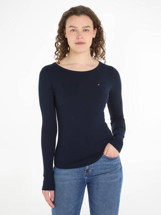 Tommy Hilfiger Geripptes Slim Fit Langarmshirt
