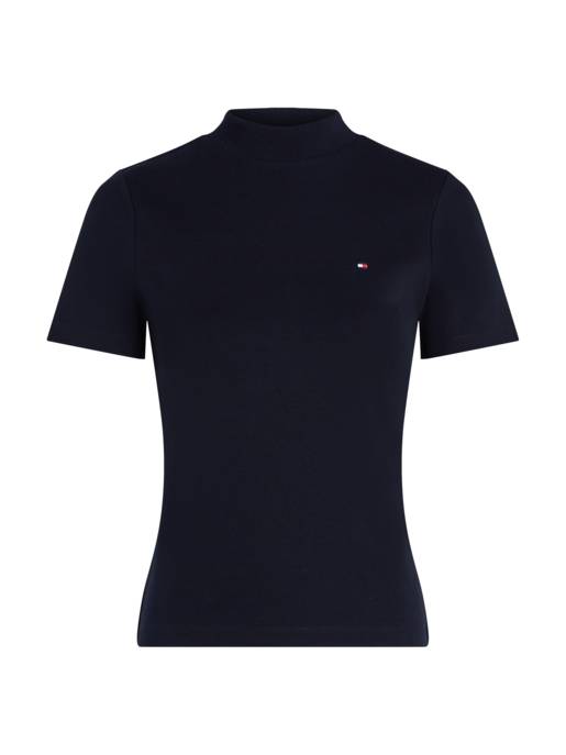 Tommy Hilfiger Slim Fit Crop Top Mock Neck