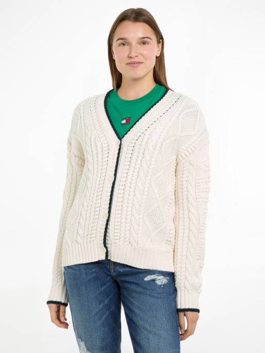 TOMMY JEANS Cardigan Mit Zopfmuster