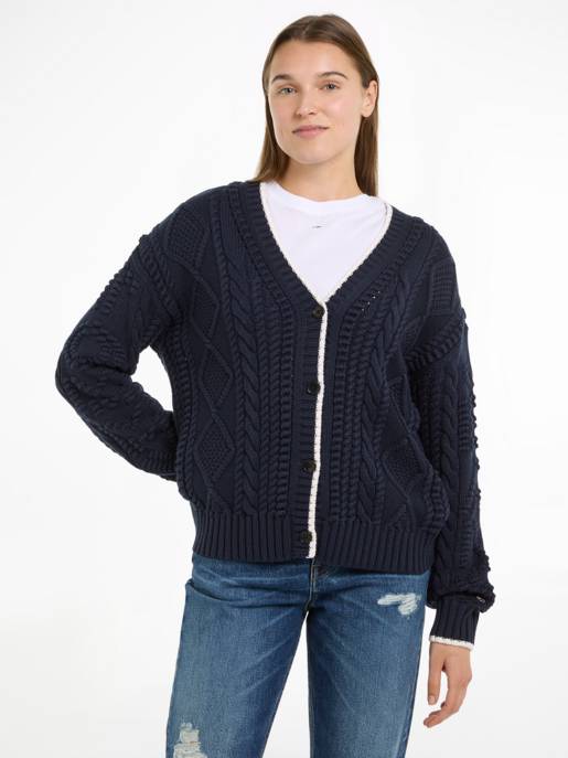 TOMMY JEANS Cardigan Mit Zopfmuster