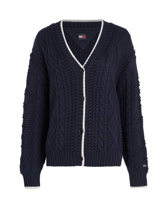 TOMMY JEANS Cardigan mit Zopfmuster