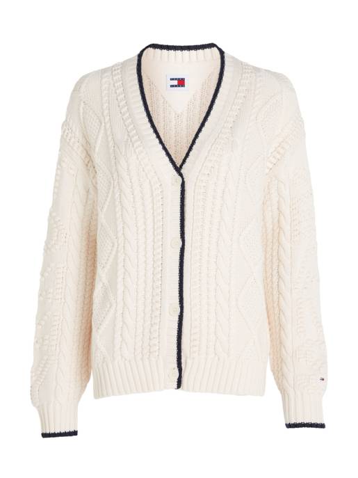 TOMMY JEANS Cardigan mit Zopfmuster