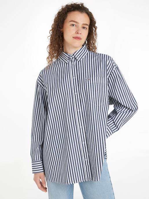 TOMMY JEANS Gestreiftes Baumwollhemd