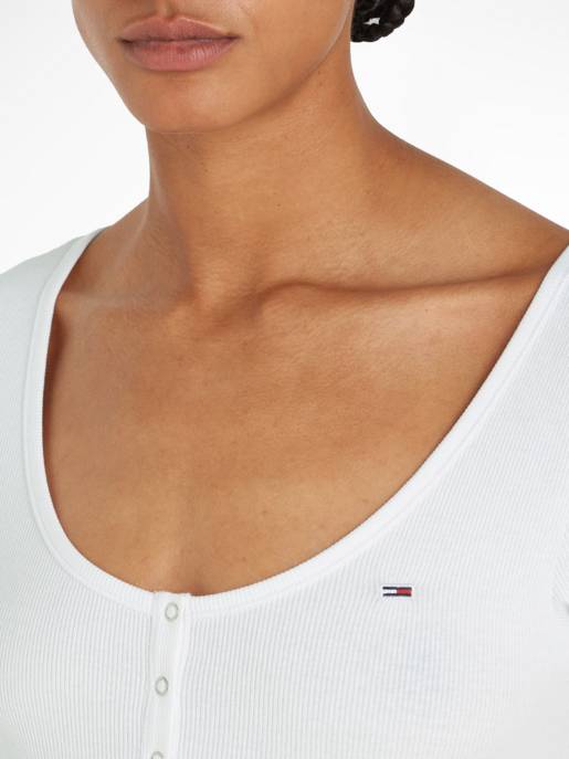 TOMMY JEANS Henley-Top Mit Knopfleiste