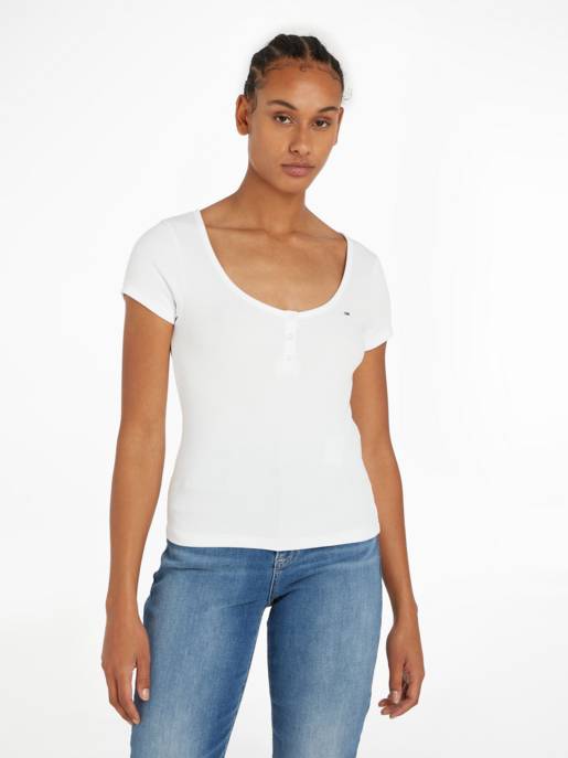 TOMMY JEANS Henley-Top Mit Knopfleiste