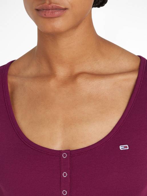 TOMMY JEANS Henley-Top Mit Knopfleiste