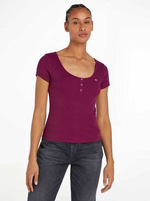TOMMY JEANS Henley-Top Mit Knopfleiste
