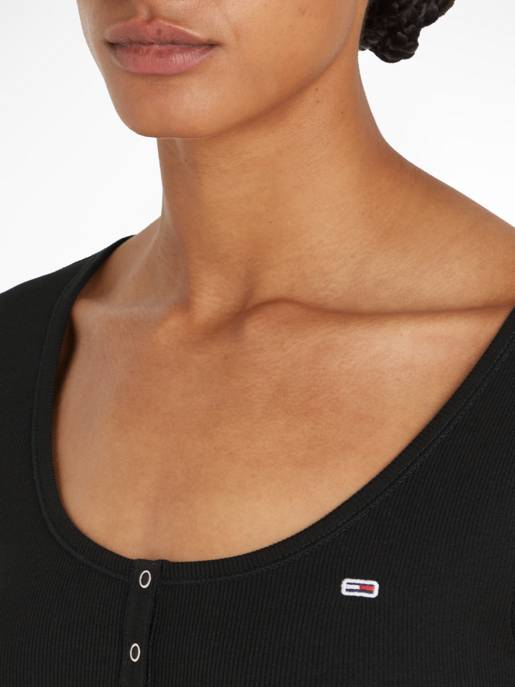 TOMMY JEANS Henley-Top Mit Knopfleiste