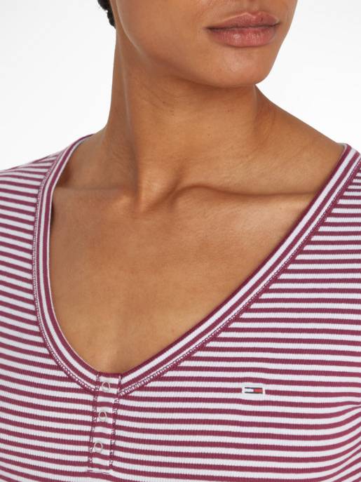 TOMMY JEANS Henley V-Ausschnitt T-Shirt