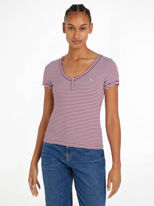 TOMMY JEANS Henley V-Ausschnitt T-Shirt