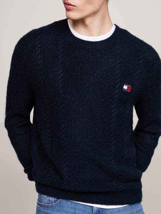 TOMMY JEANS Schmaler Zopfmuster Pullover
