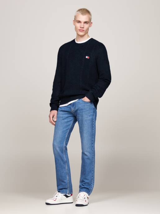 TOMMY JEANS Schmaler Zopfmuster Pullover
