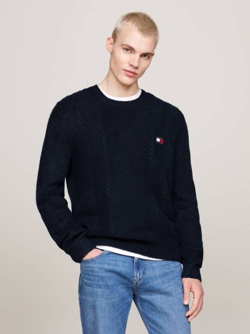 TOMMY JEANS Schmaler Zopfmuster Pullover
