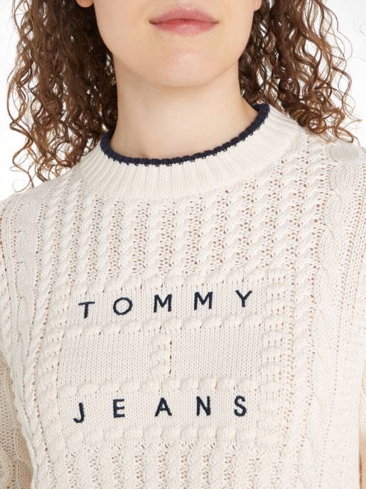 TOMMY JEANS Strickpullover Mit Zopfmuster