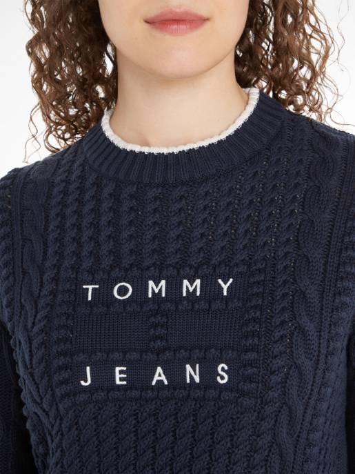 TOMMY JEANS Strickpullover Mit Zopfmuster