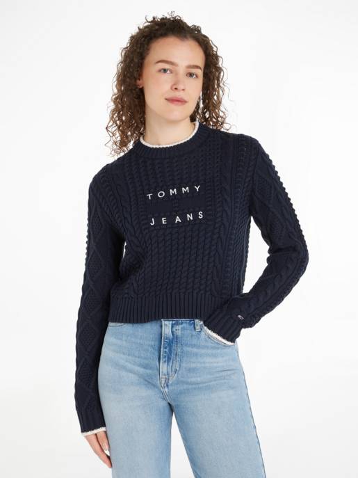 TOMMY JEANS Strickpullover Mit Zopfmuster