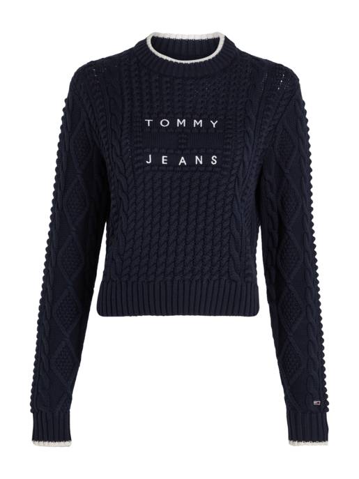 TOMMY JEANS Strickpullover mit Zopfmuster