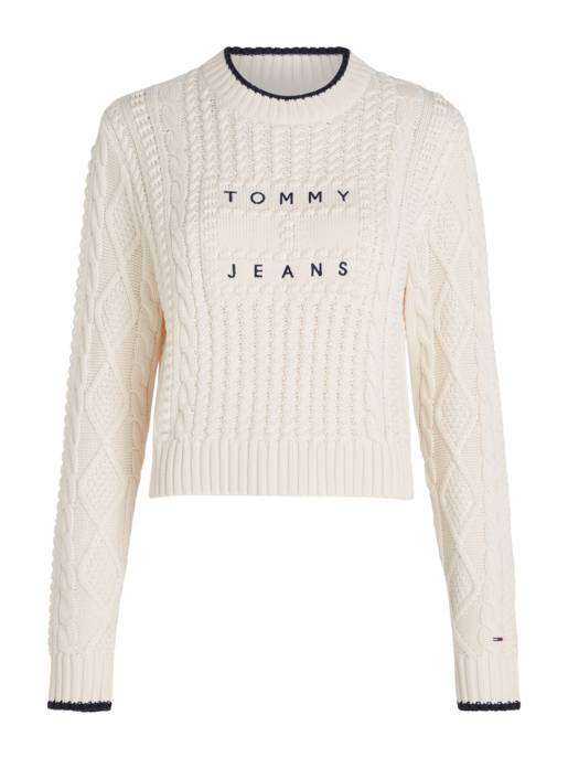 TOMMY JEANS Strickpullover mit Zopfmuster