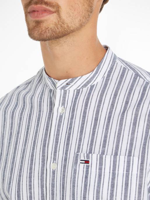TOMMY JEANS TJM MAO STRIPE LINEN BLEND SHIRT