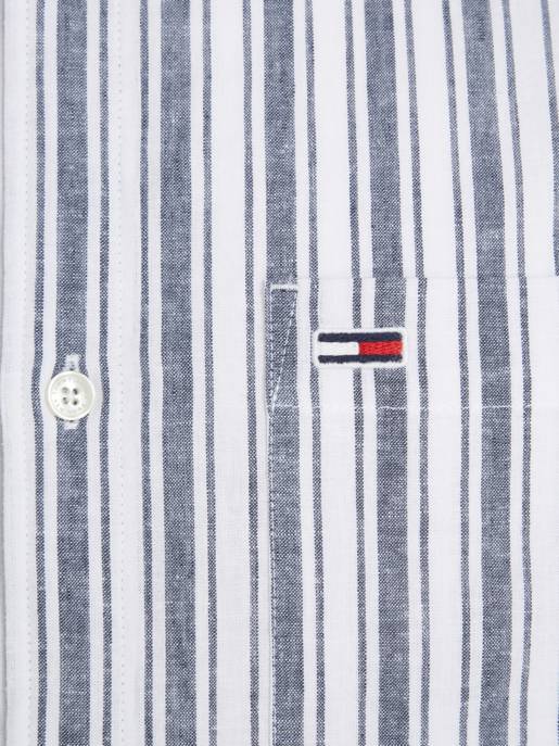TOMMY JEANS TJM MAO STRIPE LINEN BLEND SHIRT