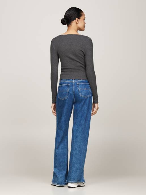 TOMMY JEANS TJW MELANGE HENLEY LS EXT