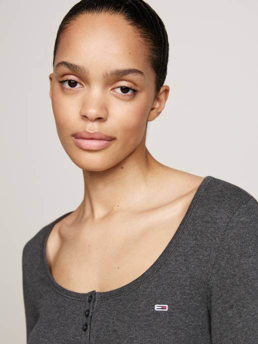 TOMMY JEANS TJW MELANGE HENLEY LS EXT