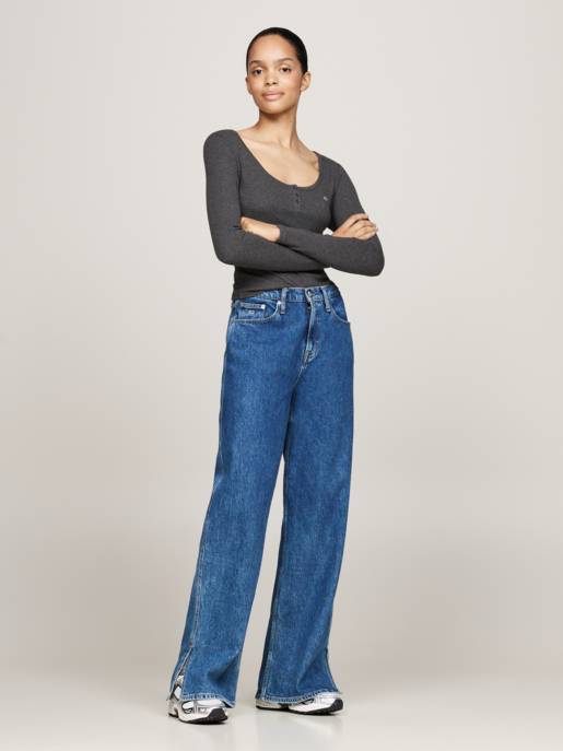 TOMMY JEANS TJW MELANGE HENLEY LS EXT