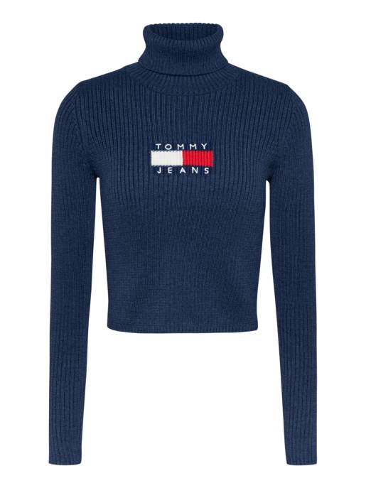TOMMY JEANS TJW MELANGE TRTLNCK FLAG SWEATER