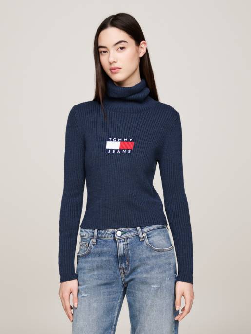 TOMMY JEANS TJW MELANGE TRTLNCK FLAG SWEATER
