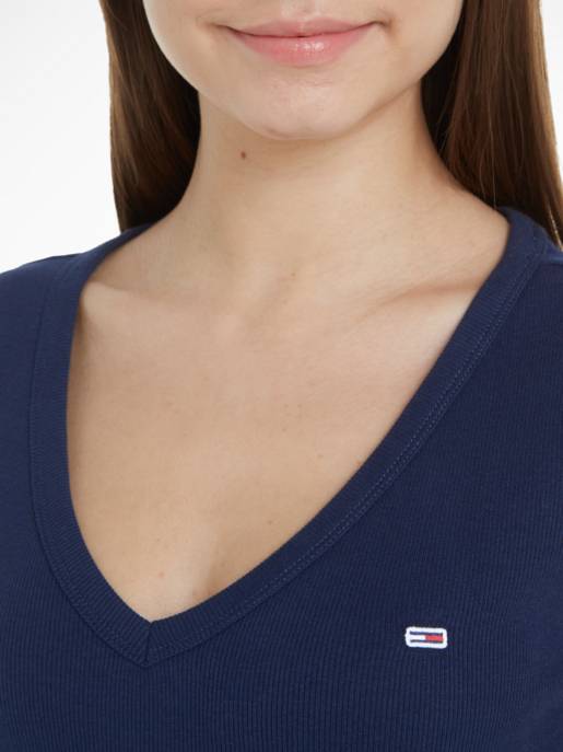 TOMMY JEANS TJW Slim Essential Rib V SS