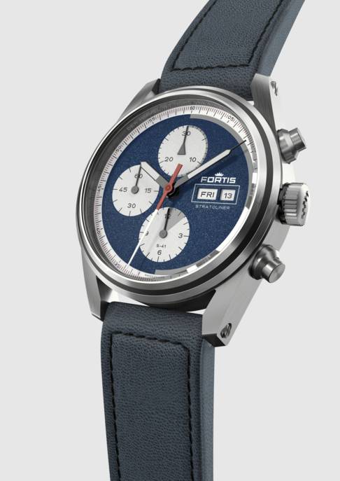 FORTIS Uhr "STRATOLINER S-41 BLUE JAPAN AUF AVIATOR STRAP"
