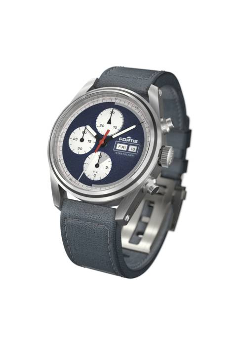 FORTIS Uhr "STRATOLINER S-41 BLUE JAPAN AUF AVIATOR STRAP"