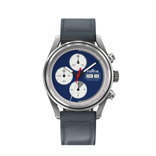 FORTIS Uhr "STRATOLINER S-41 BLUE JAPAN AUF AVIATOR STRAP"