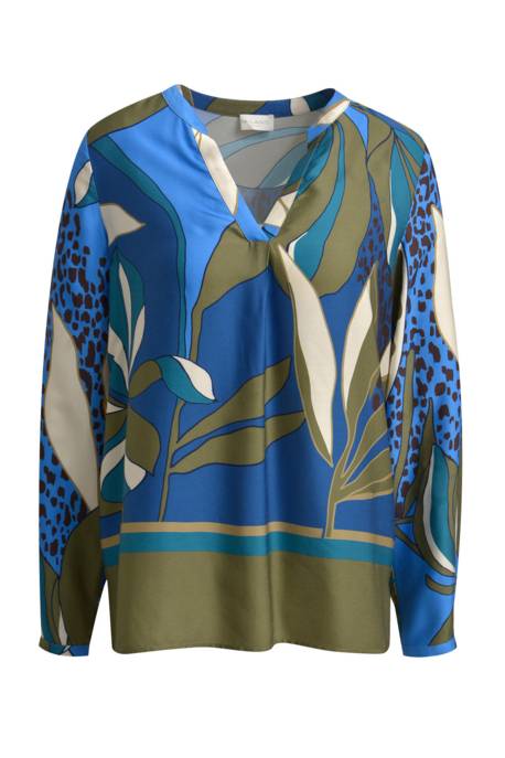 MILANO ITALY V-Neck Blouse, pleat at cf and 1/1 sleeves