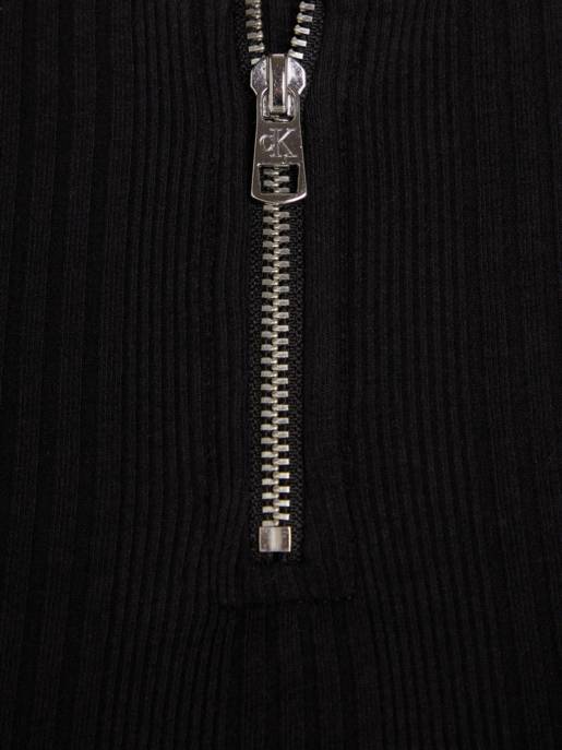 CALVIN KLEIN JEANS VARIEGTAED RIB HALF ZIP LS DRESS