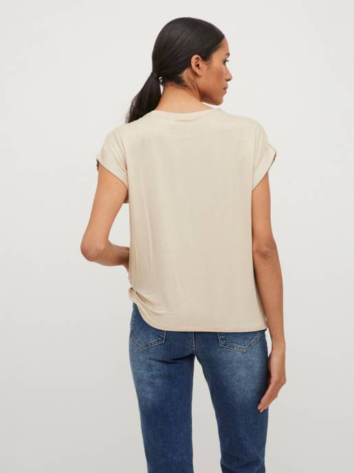 VILA VIELLETTE S/S SATIN TOP/SU - NOOS