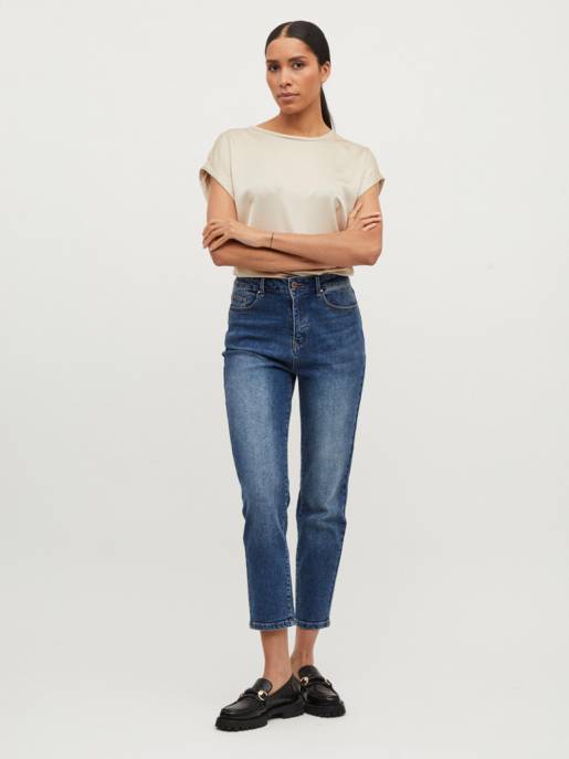 VILA VIELLETTE S/S SATIN TOP/SU - NOOS
