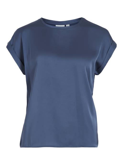 VILA VIELLETTE S/S SATIN TOP/SU - NOOS
