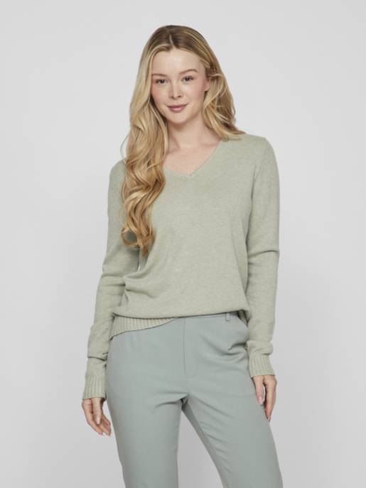 VILA VIRIL V-NECK L/S KNIT TOP - NOOS