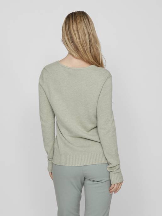VILA VIRIL V-NECK L/S KNIT TOP - NOOS